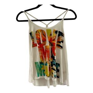 White Graphic Women's Top Fab’rik size M/L Love ME More
